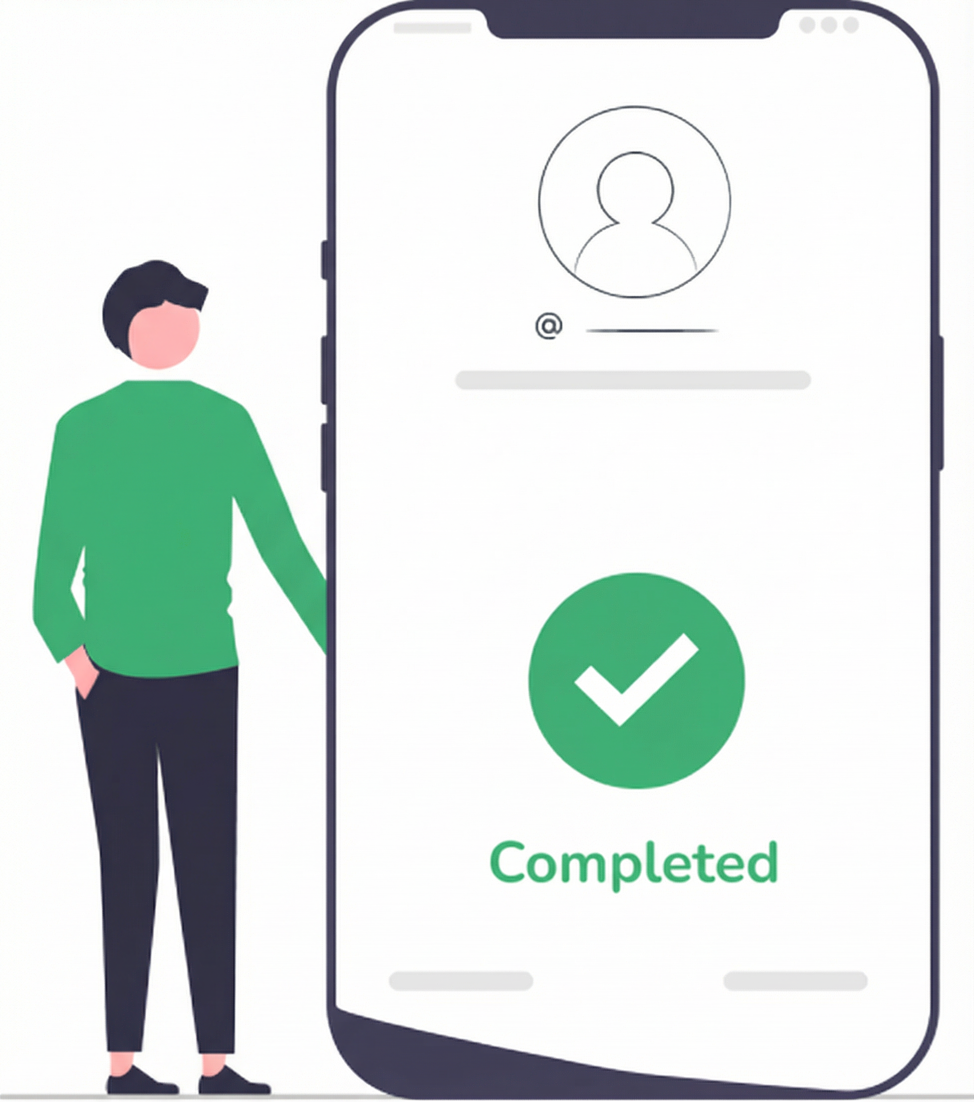Illustration of a completed process on a mobile phone